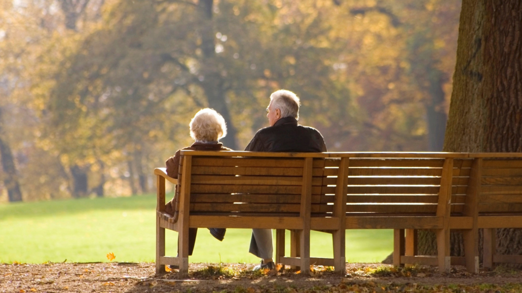 Seniors sitting on a bench